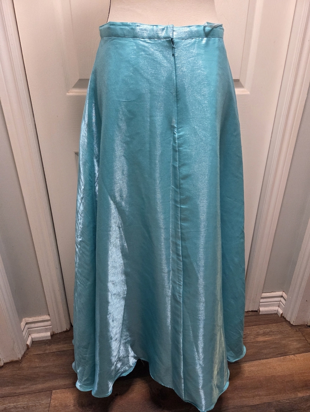 Icy Mint Turquoise Satin A-Line Maxi Skirt Frozen Princess Elsa - Picture 4 of 16